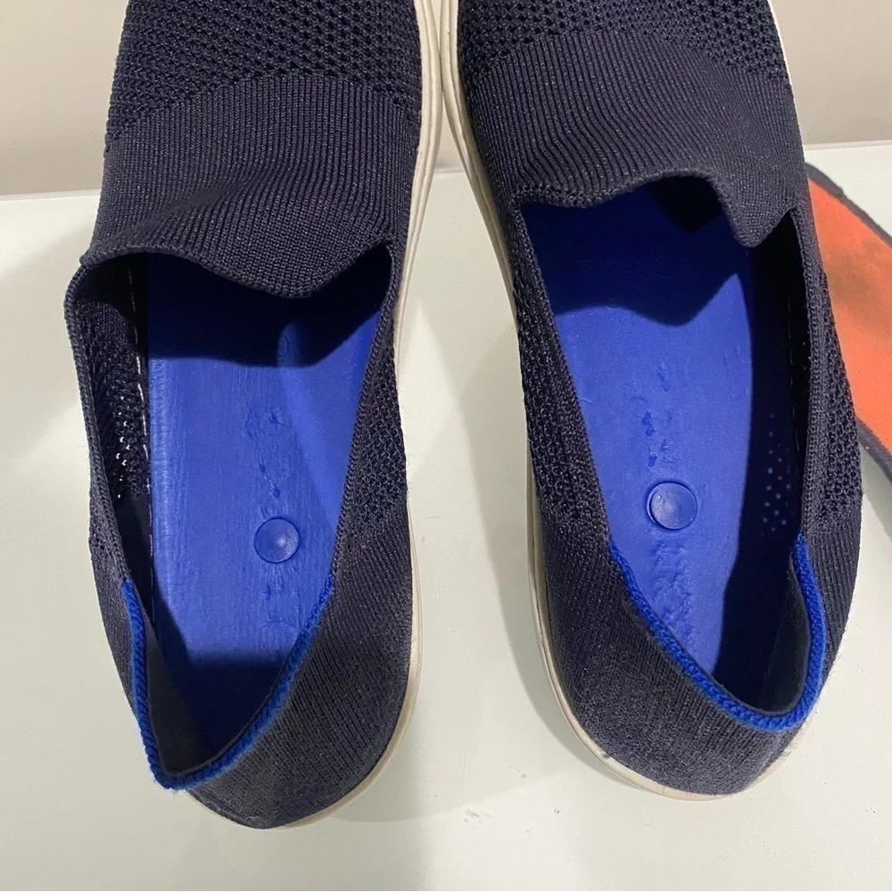 ROTHY’S Maritime Lattice Stitch Sneaker Slip On Navy Blue Comfort Size 10